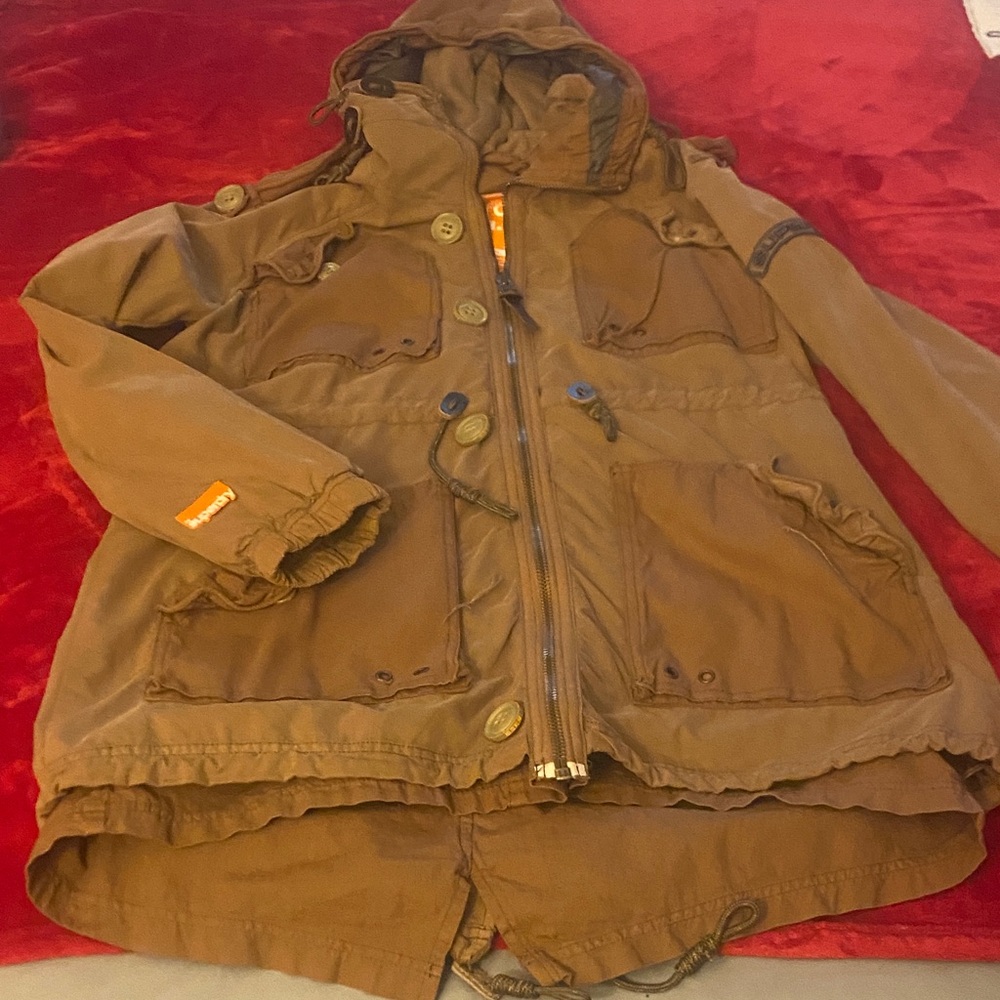 Superdry Olive Green Jacket with Orange Logo